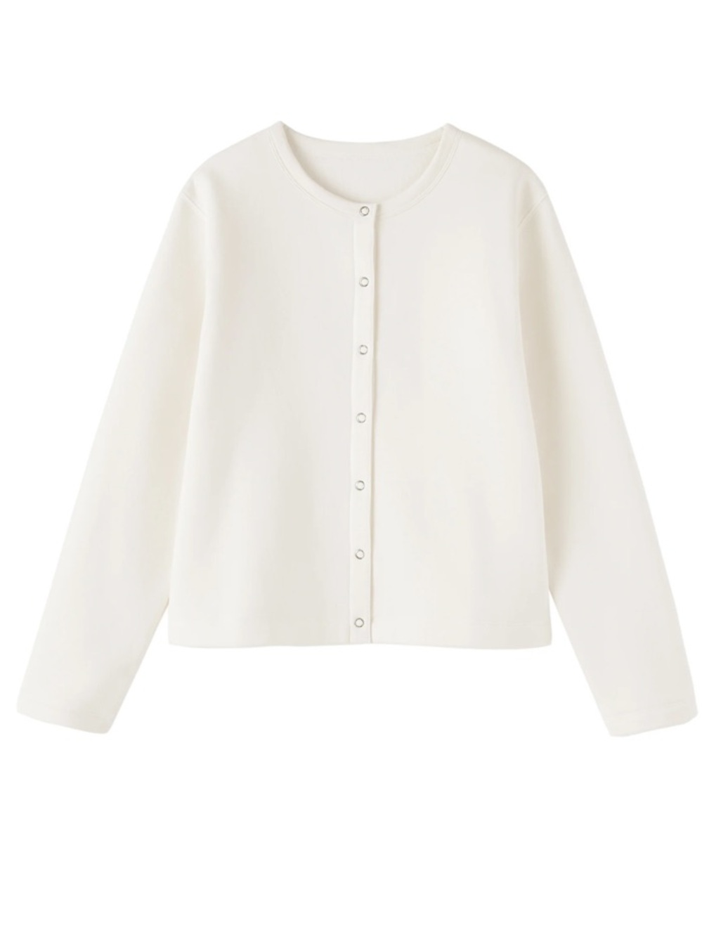 MUJI Classic Crewneck Button-Front Sweatshirt Cardigan in Cream SZ Medium